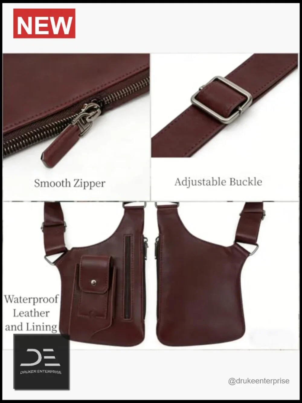 PU Leather Double Shoulder Holster Wallet Adjustable Oxford Cloth Crossbody Bag